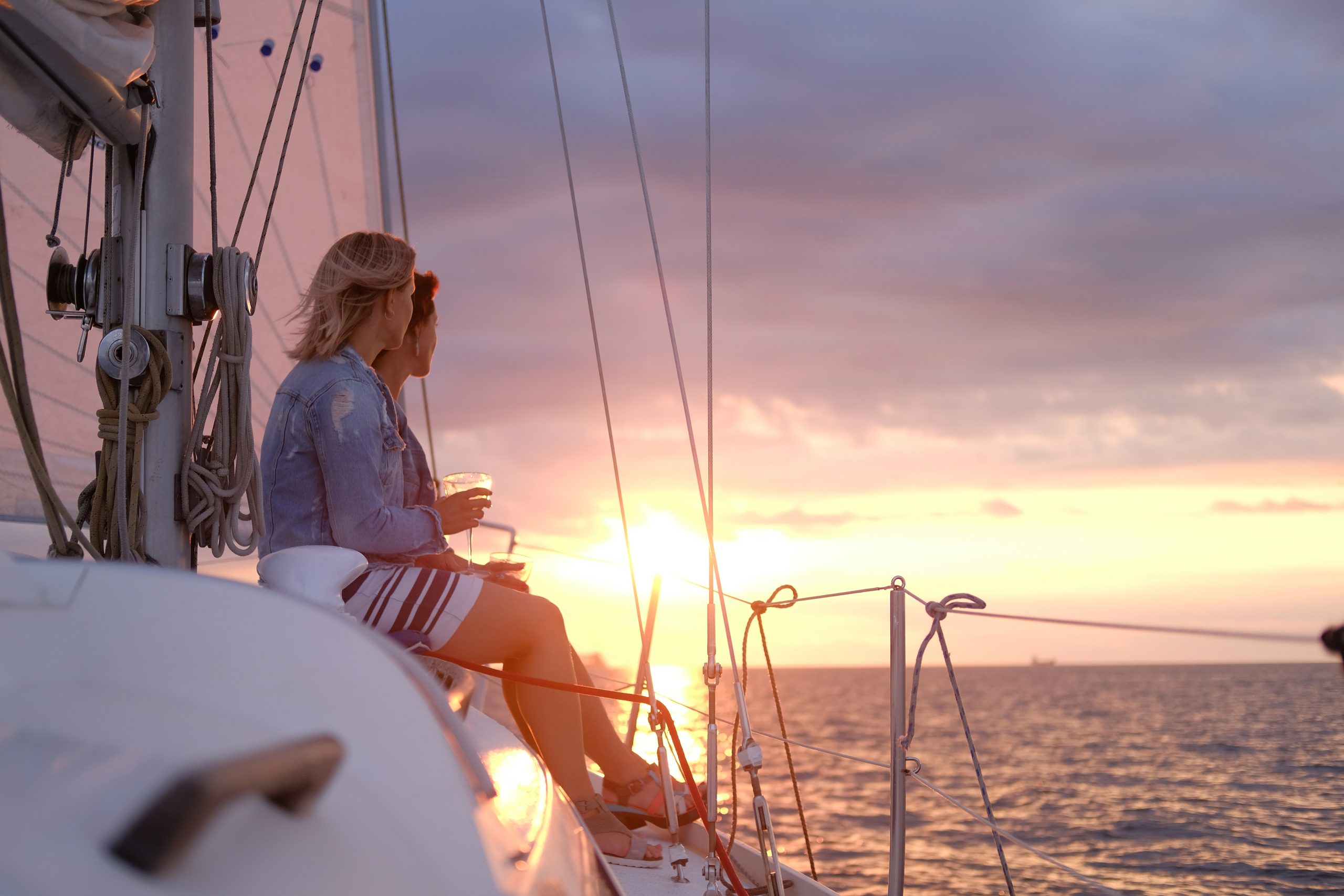 Guests enjoying a sunset sailing experience in Puerto Pollensa