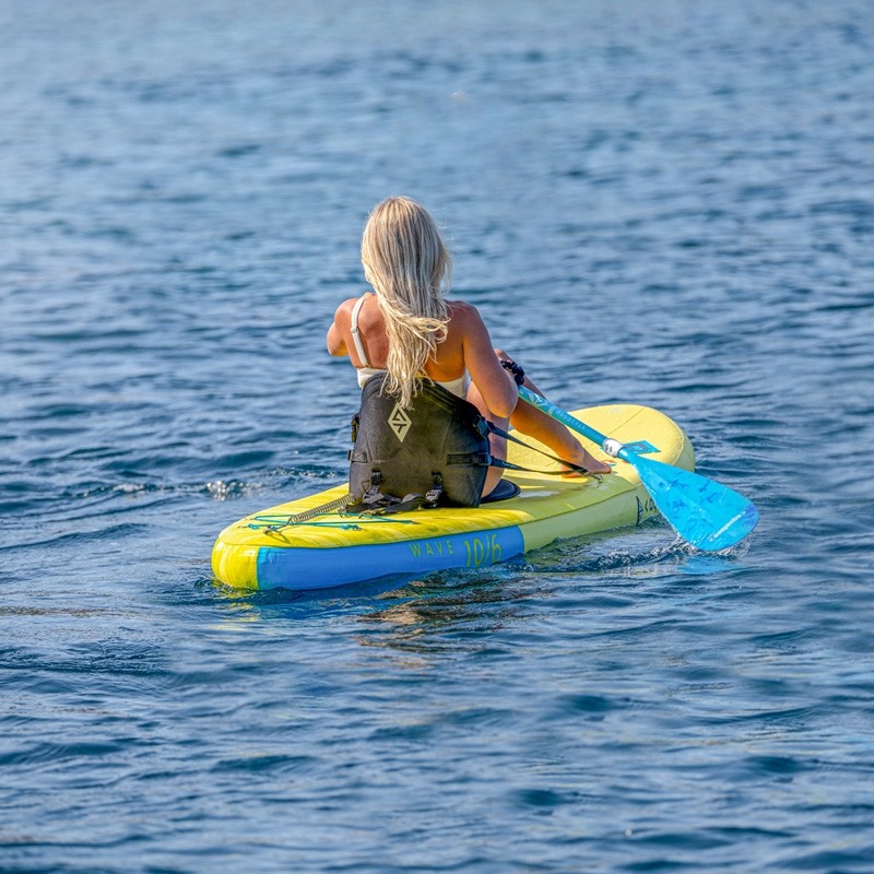Paddle board with seat attachment for a more stable seated setup