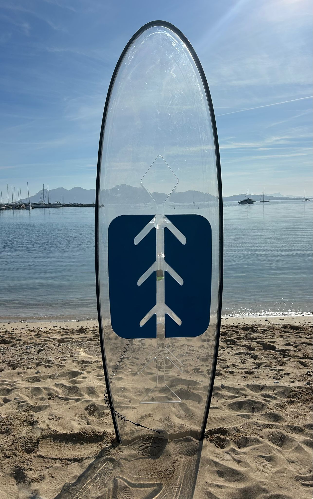 Transparent SUP board available for rental in Puerto Pollensa